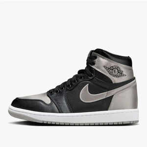 Jordan Nike Retro 1 High OG Sneakers Black Satin Grey White Women's Size 6.5